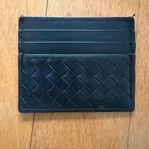 Bottega Veneta Woven Leather Card Holder - Black